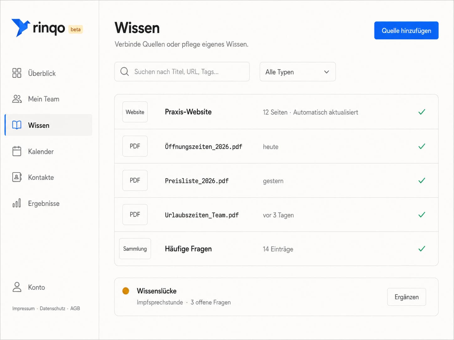 Wissen einrichten.