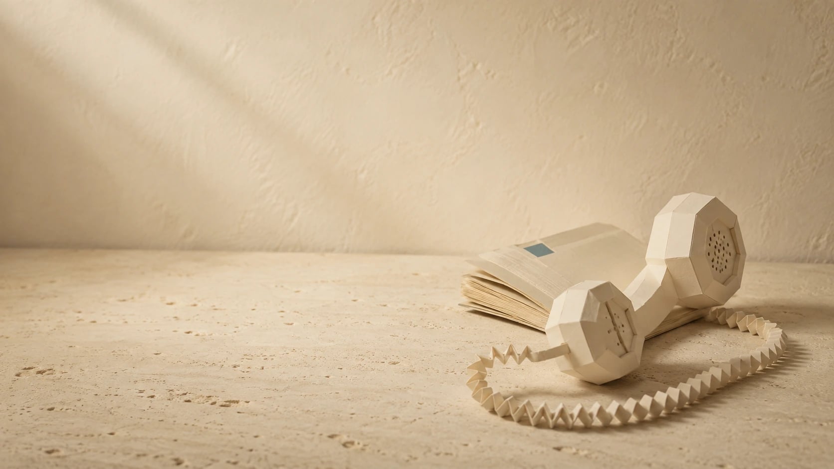 Stillleben aus gefaltetem Papier zum Thema KI-Telefonassistent